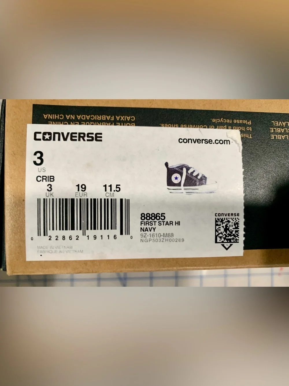 Converse Kids Navy and White High-Top Sneakers